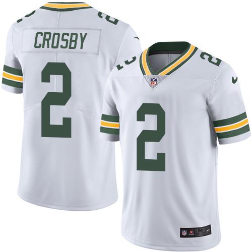 Packers #2 Mason Crosby White Stitched Limited Rush Nike Jersey - Zenithce