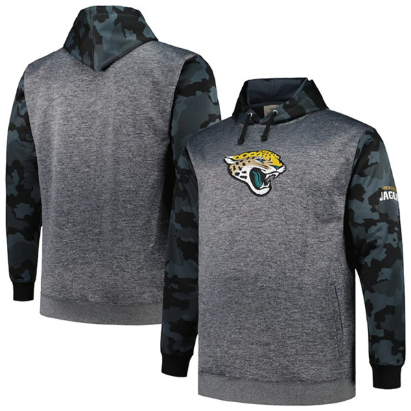 Jacksonville Jaguars Heather Charcoal Big Tall Camo Pullover Hoodie - Zenithce