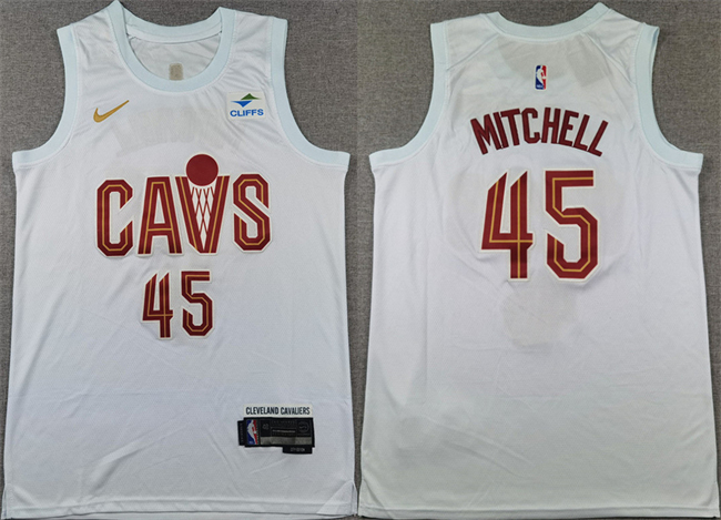 Cleveland Cavaliers #45 Donovan Mitchell White Association Edition Stitched Jersey - Zenithce