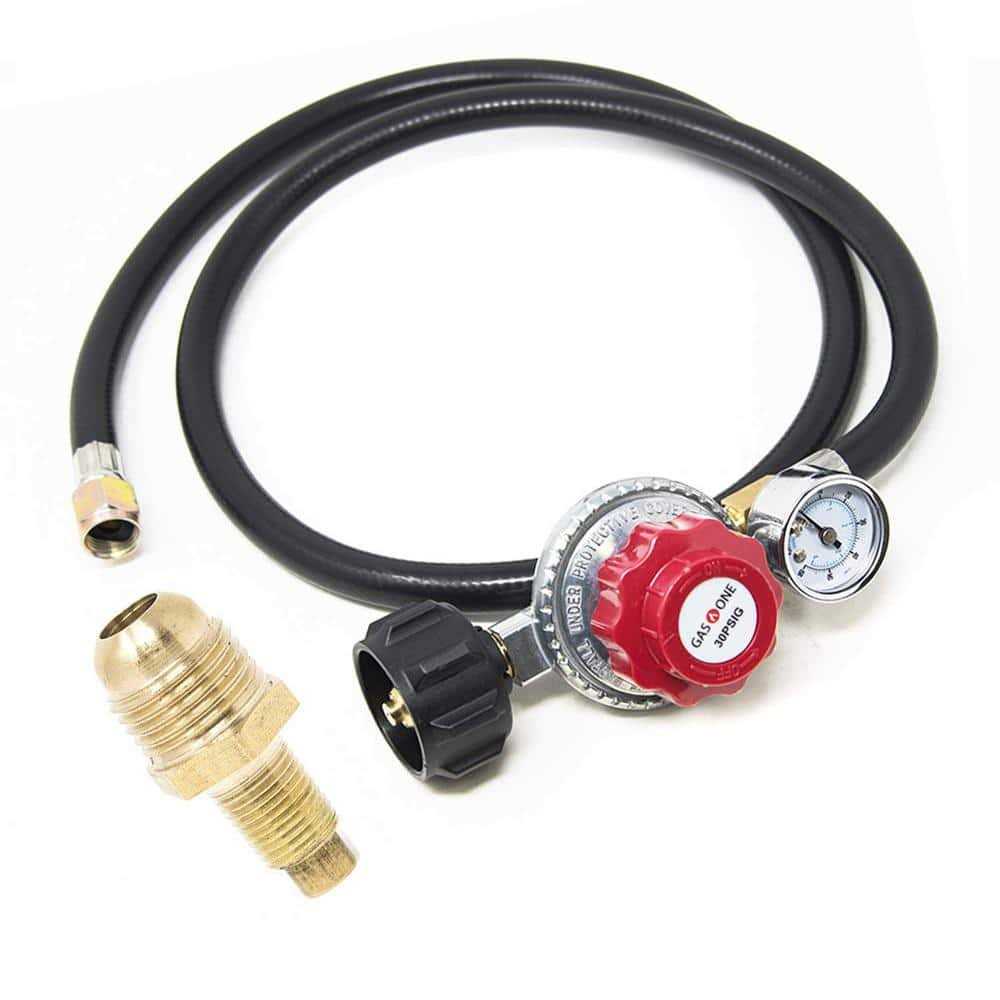 GASONE 4 ft. 0 PSI to 20 PSI High Pressure Propane Regulator Propane Tanks Part and Hose with Red QCC-1 Type Hose - Zenithce