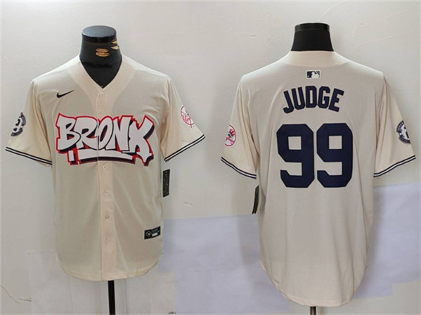 New York Yankees #99 Aaron Judge Cream Bronx Graffiti V2 Vapor Limited Stitched Jersey - Zenithce