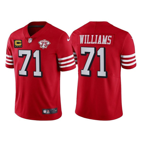 San Francisco 49ers #71 Trent Williams Red 75th Anniversary With C Patch Vapor Untouchable Limited Stitched Football Jersey - Zenithce