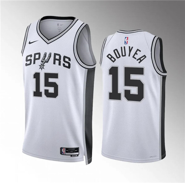 San Antonio Spurs #15 Jamaree Bouyea White Association Edition Stitched Jersey - Zenithce