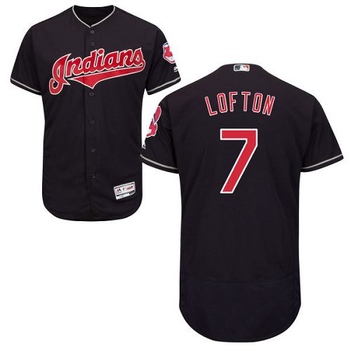 Indians #7 Kenny Lofton Navy Blue Flexbase Authentic Collection Stitched Jersey - Zenithce