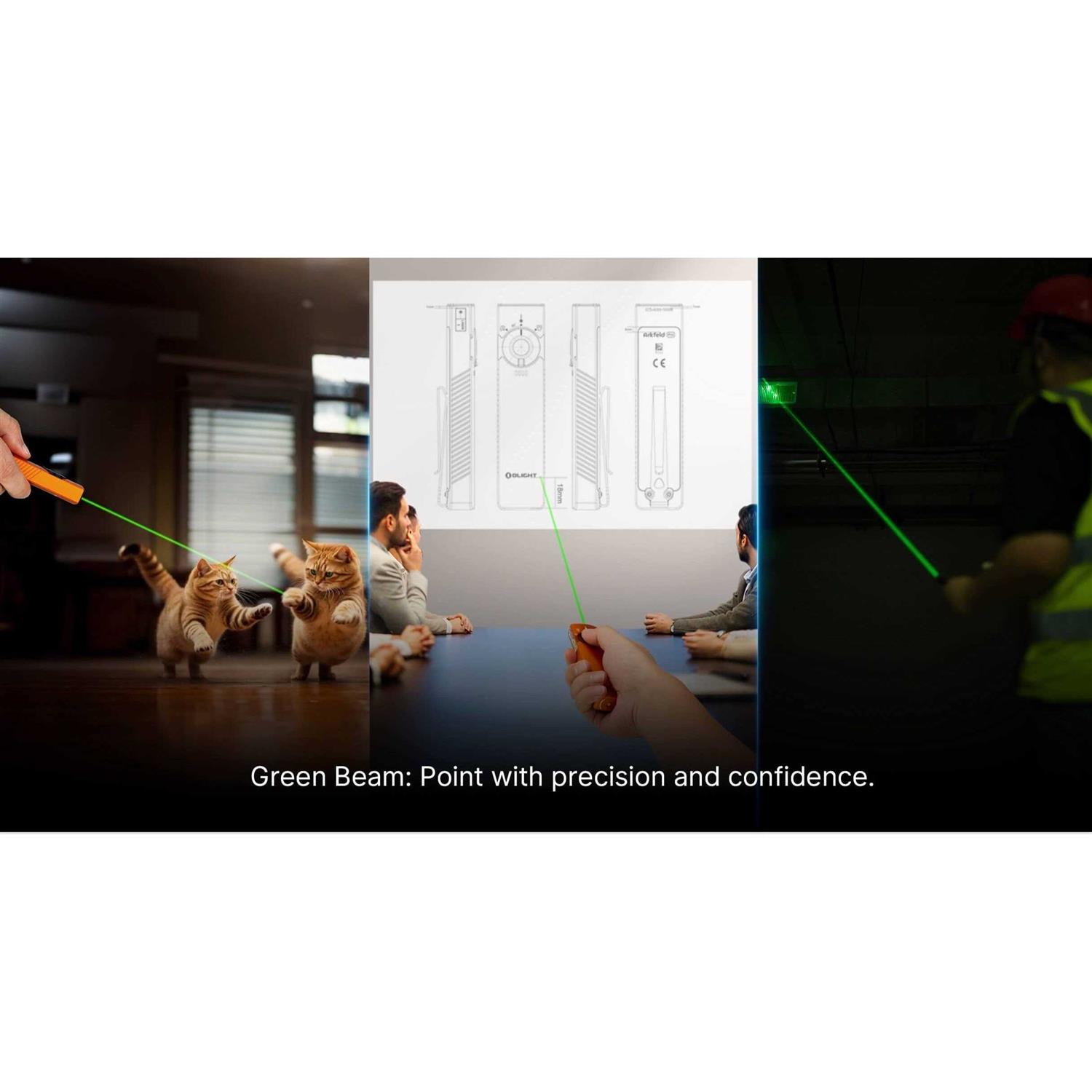 Olight Arkfeld Flat Flashlight with Green Laser & White Light - Zenithce