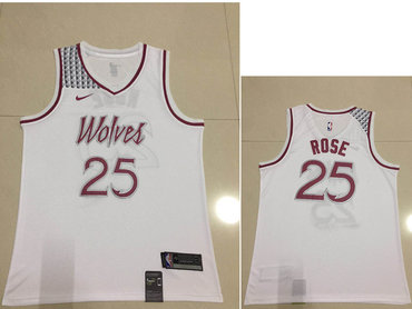 Minnesota Timberwolves #25 Derrick Rose White 2018-19 Swingman Earned Edition Jersey - Zenithce