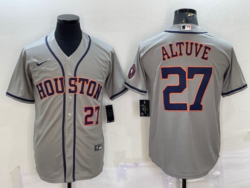 Houston Astros #27 Jose Altuve Gray With Patch Cool Base Stitched Jersey - Zenithce
