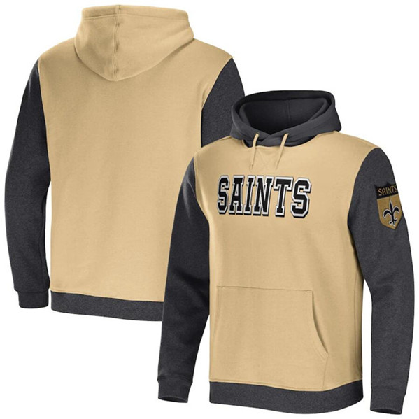 New Orleans Saints X Darius Rucker Collection Gold Charcoal Colorblock Pullover Hoodie - Zenithce