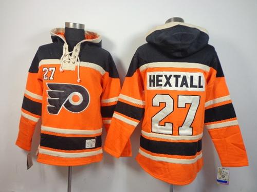 Flyers #27 Ron Hextall Orange Sawyer Hooded Sweatshirt Stitched Jersey - Zenithce