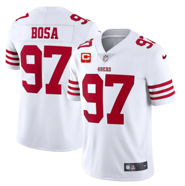 San Francisco 49ers 2022 #97 Nike Bosa White Scarlet With 1-Star C Patch Vapor Untouchable Limited Stitched Football Jersey - Zenithce