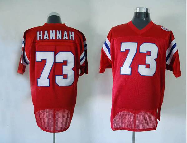 Mitchell And Ness Patriots #73 John Hannah Red Stitched Throwback Jersey - Zenithce