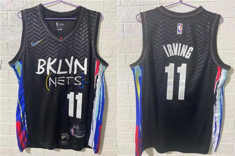 Brooklyn Nets #11 Kyrie Irving NEW Black 2021 City Edition Swingman Stitched Jersey - Zenithce