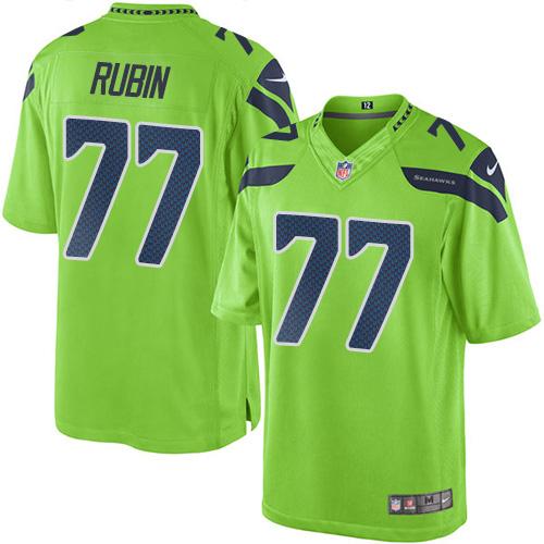 Seahawks #77 Ahtyba Rubin Green Stitched Limited Rush Nike Jersey - Zenithce