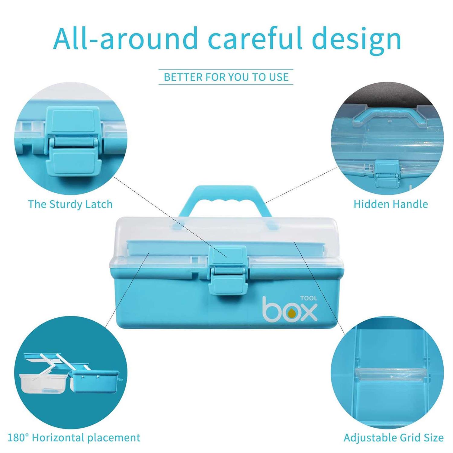 TERGOO 12in Three-layer Multipurpose Storage Box Folding Tool Box/Art & Crafts Case/Sewing Supplies Organizer/Medicine Box/Family First Aid Box - Zenithce