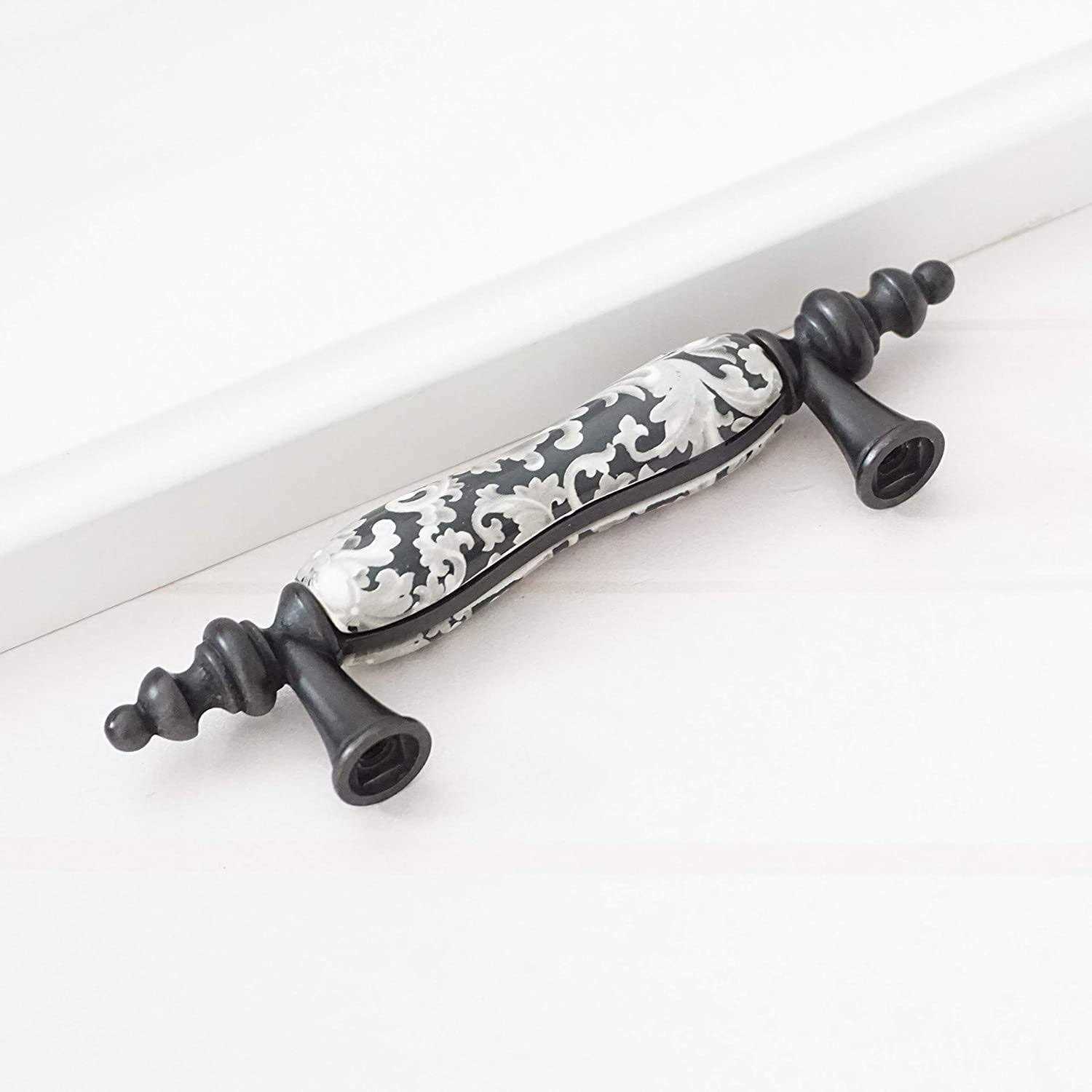 lbfeel ceramic drawer pulls handle 3.0 centers black white dresser Knob for kitchen cabinet pulls door furniture - Zenithce