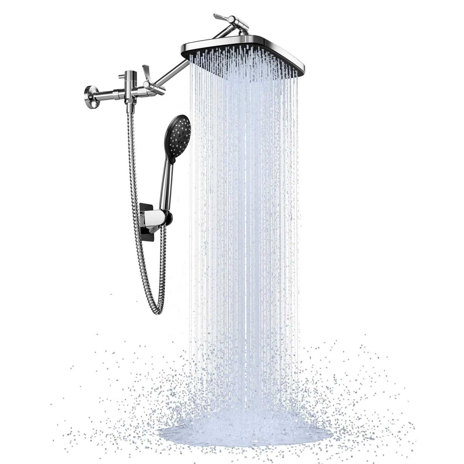 Veken 12 Inch Rain Shower Head with 5 Settings High Pressure Handheld - Zenithce