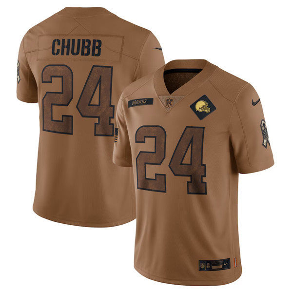 Cleveland Browns #24 Nick Chubb 2023 Brown Salute To Service Limited Stitched Jersey - Zenithce