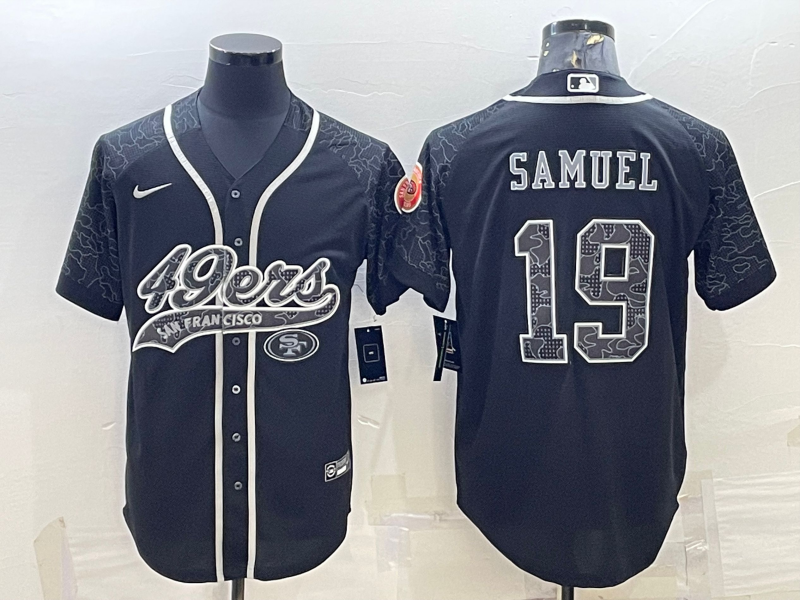 San Francisco 49ers #19 Deebo Samuel Black Reflective With Patch Cool Base Stitched Baseball Jersey - Zenithce