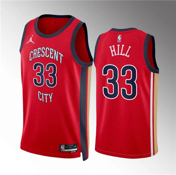 New Orleans Pelicans #33 Malcolm Hill Red Statement Edition Stitched Jersey - Zenithce