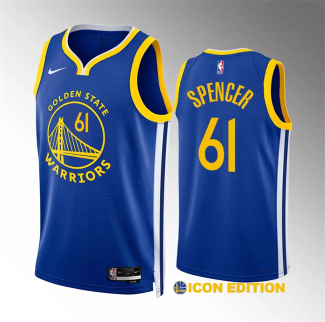 Golden State Warriors #61 Pat Spencer Blue Icon Edition Stitched Jersey - Zenithce