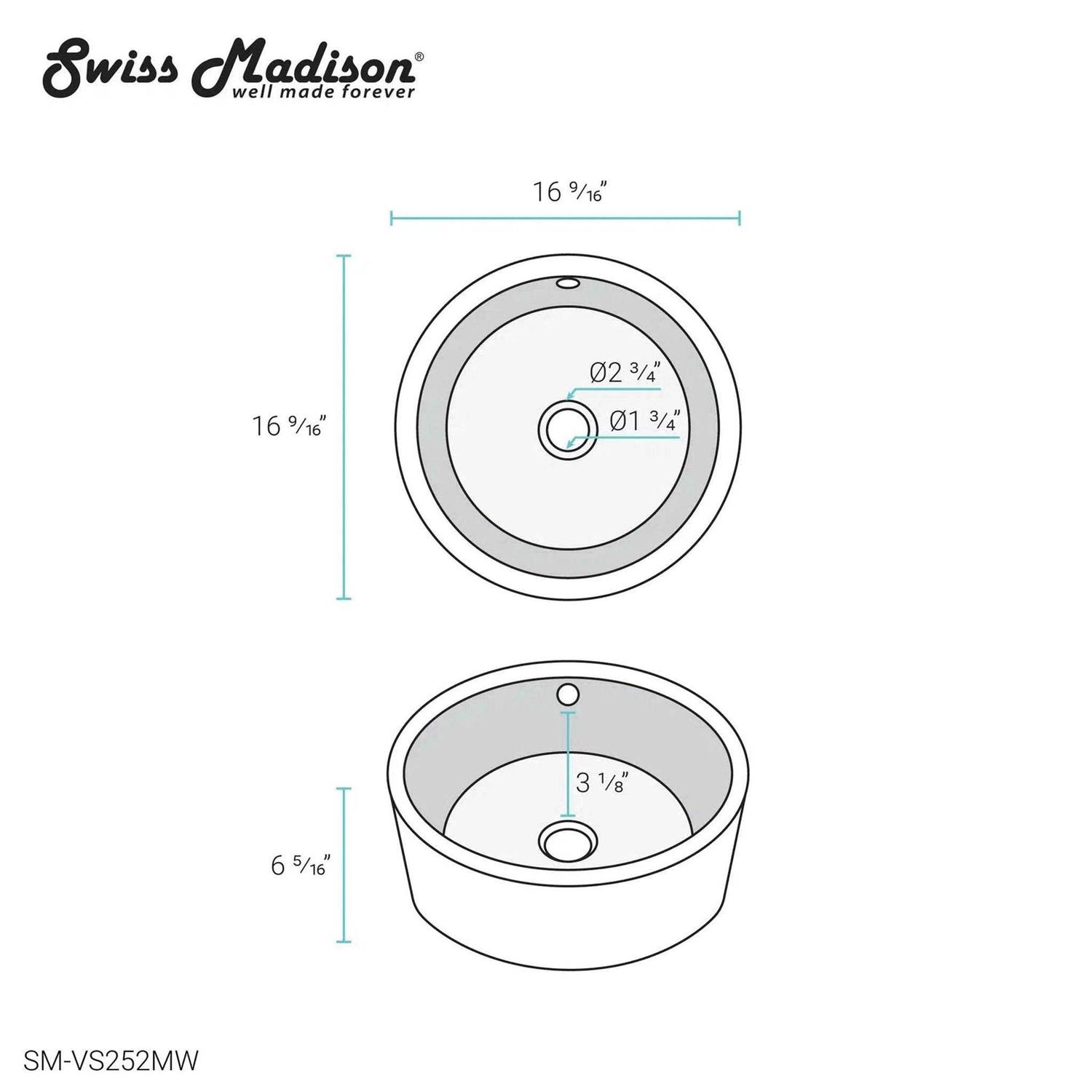 Swiss Madison Monaco Circular Basin Pedestal Sink - Zenithce