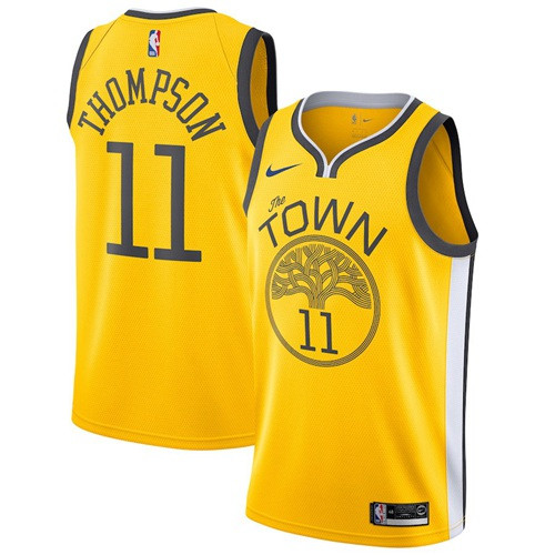 Warriors #11 Klay Thompson Gold Swingman Earned Edition Jersey - Zenithce