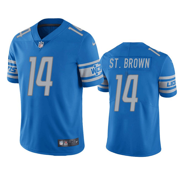 Detroit Lions #14 Amon-Ra St. Brown Blue Vapor Untouchable Limited Stitched Jersey - Zenithce