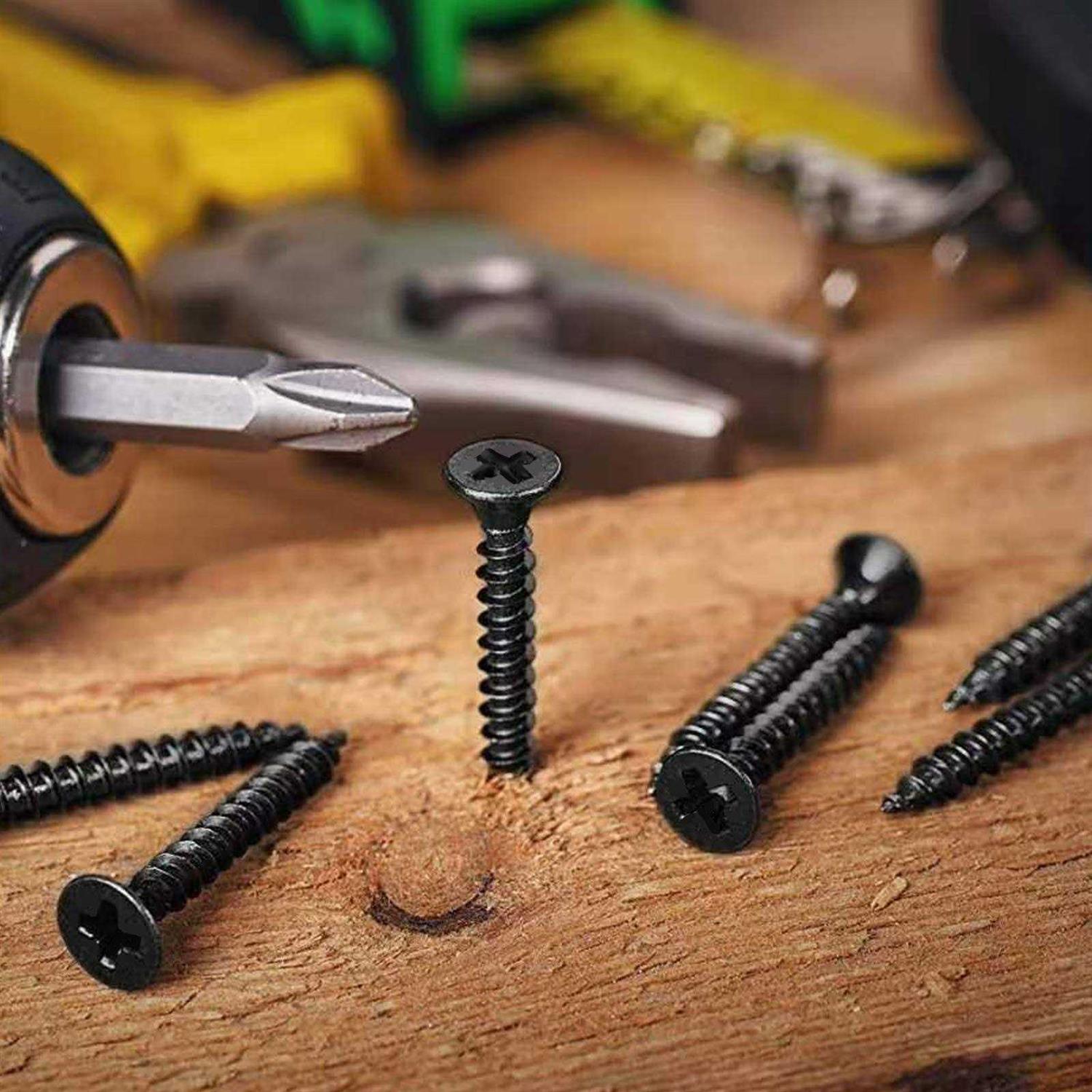Wood Screw Black Phosphate Coated Stainless Flat Truss Head Fast Self Tapping Drywall Screws by SG TZH - Zenithce