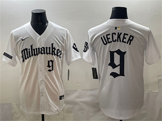 Milwaukee Brewers #9 Bob Uecker White 'Gothic 414 Shadows Edition' Vapor Premier Limited Stitched Jersey - Zenithce