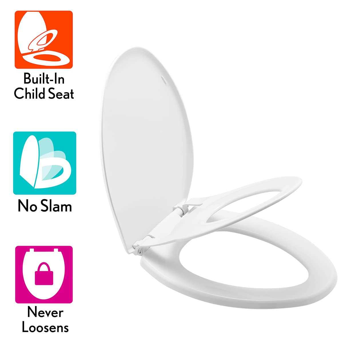 Mayfair Little2Big 000 Toilet Seat with Built-In Potty Training Seat, Slow-Close, and will Never Loosen - Zenithce