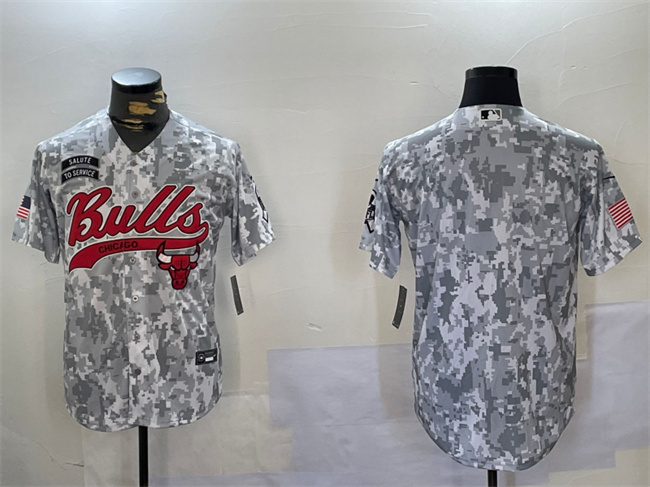 Chicago Bulls Blank 2024 Arctic Camo Salute To Service Stitched Baseball Jersey - Zenithce