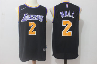 2017 Draft Los Angeles Lakers #2 Lonzo Ball Black 2017-2018 Swingman Stitched Jersey - Zenithce