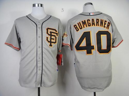 Giants #40 Madison Bumgarner Grey Road 2 Cool Base Stitched Jersey - Zenithce