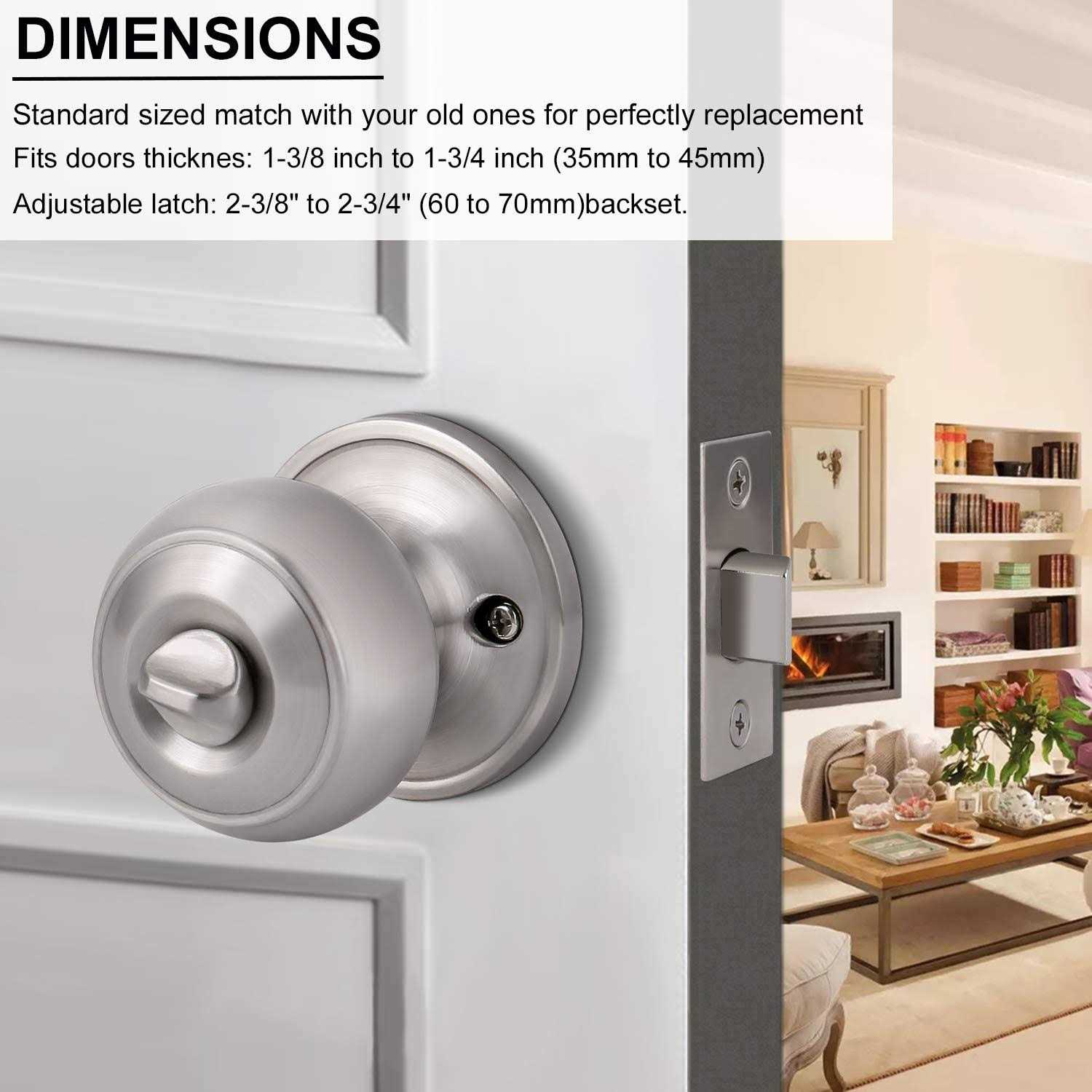 Knobonly 10 Pack Satin Nickel Finish Door Lever Privacy Door Handles Door Handles Keyless for Bedroom or Bathroom - Zenithce