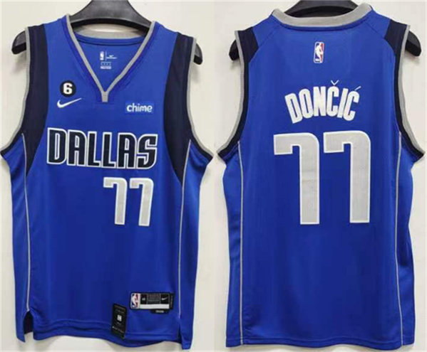 Dallas Mavericks #77 Luka Doncic Blue No.6 Patch Stitched Jersey - Zenithce