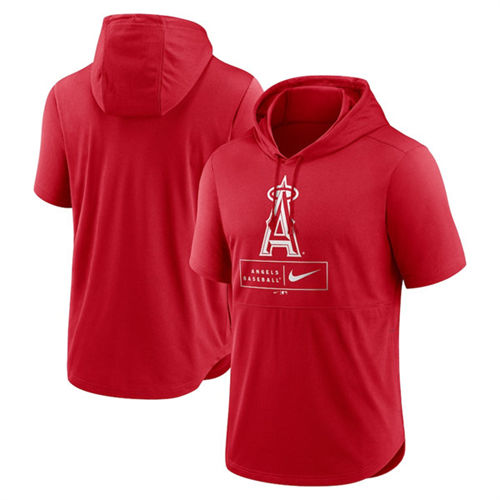Los Angeles Angels Red Short Sleeve Pullover Hoodie - Zenithce
