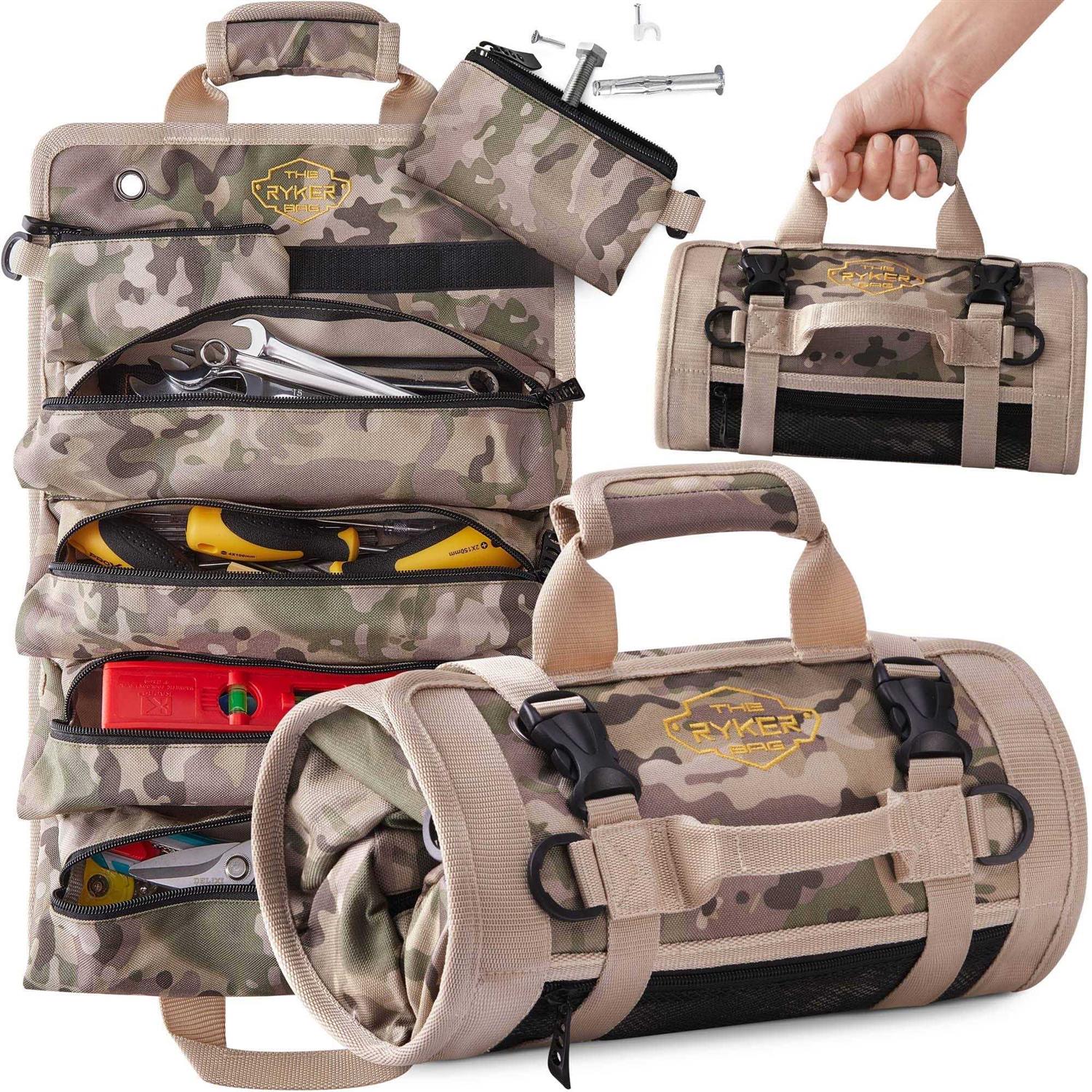 The Ryker Bag Tool Organizers Small Tool Bag W/Detachable Pouches Heavy Duty Roll Up Tool Bag Organizer - Zenithce