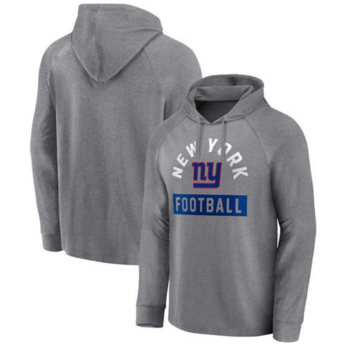 New York Giants Heathered Gray No Time Off Raglan Pullover Hoodie - Zenithce