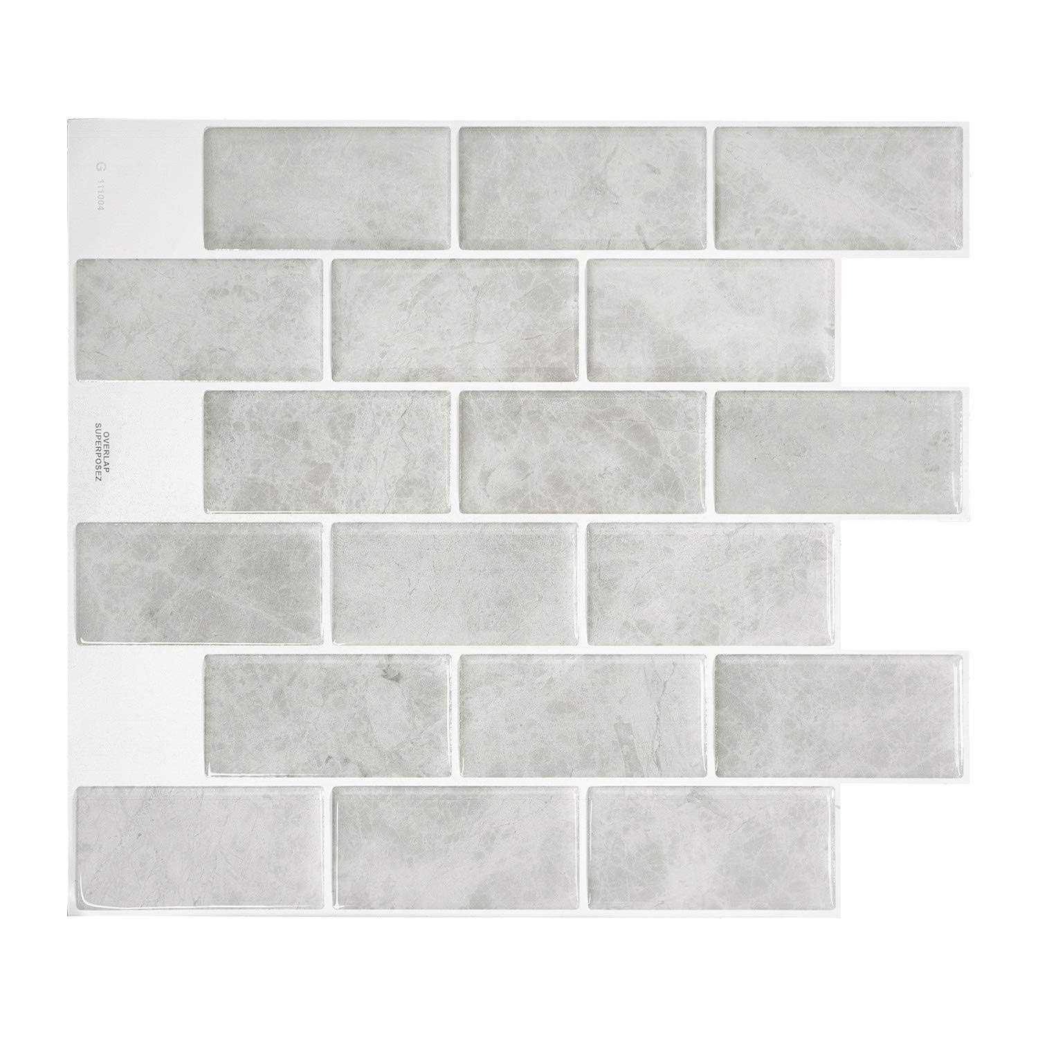 smart tiles 10.95 in x 9.70 in Peel and Stick Self-Adhesive Mosaic Backsplash Wall Tile - Zenithce