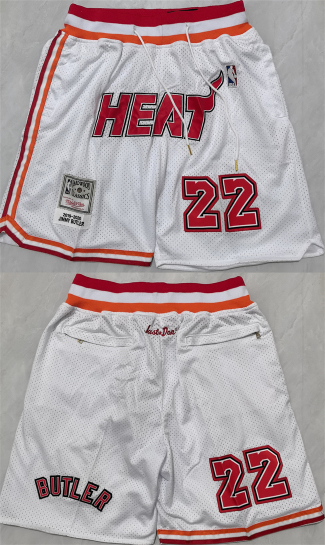 Miami Heat White #22 Shorts (Run Small) - Zenithce