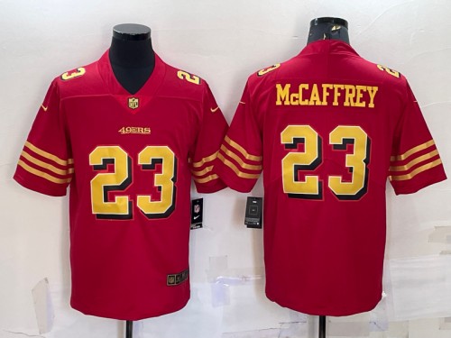 San Francisco 49ers #23 Christian McCaffrey Red Gold Vapor Untouchable Limited Stitched Jersey - Zenithce