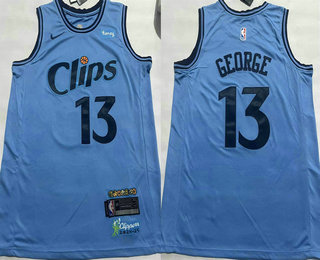 Los Angeles Clippers #13 Paul George Light Blue 2024 City Icon Sponsor Swingman Jersey - Zenithce