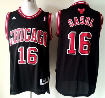 Chicago Bulls #16 Pau Gasol Revolution 30 Swingman Black Jersey - Zenithce