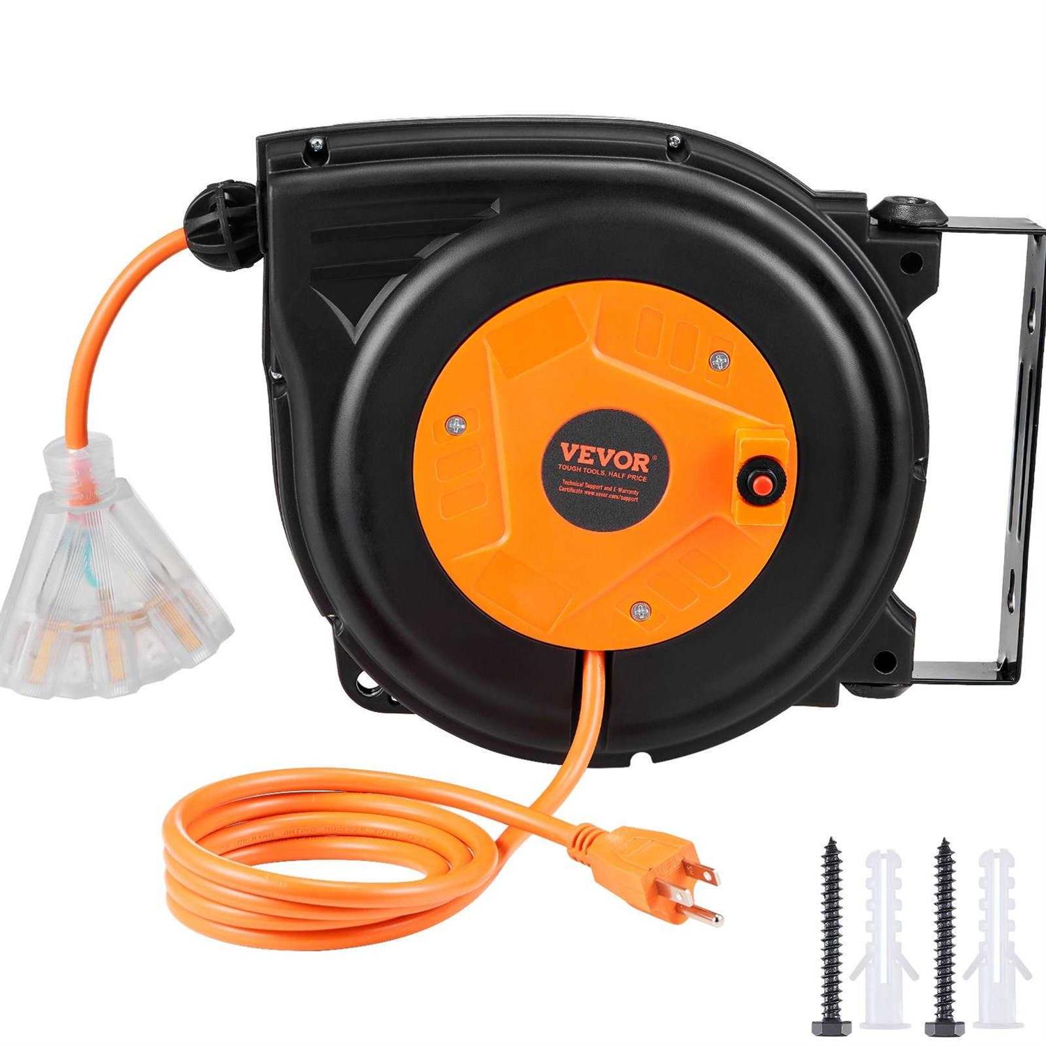 VEVOR Retractable Air Hose Reel 3/8 IN x 50 FT Hybrid Air Hose Max 300PSI - Zenithce