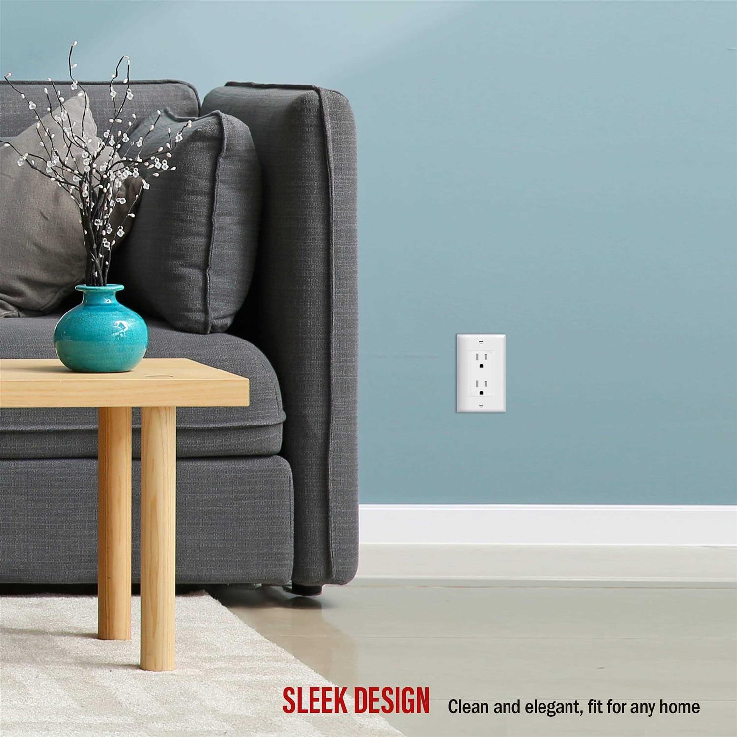 Enerlites Decorator Receptacle Outlet with Wall Plate Tamper-Resistant - Zenithce