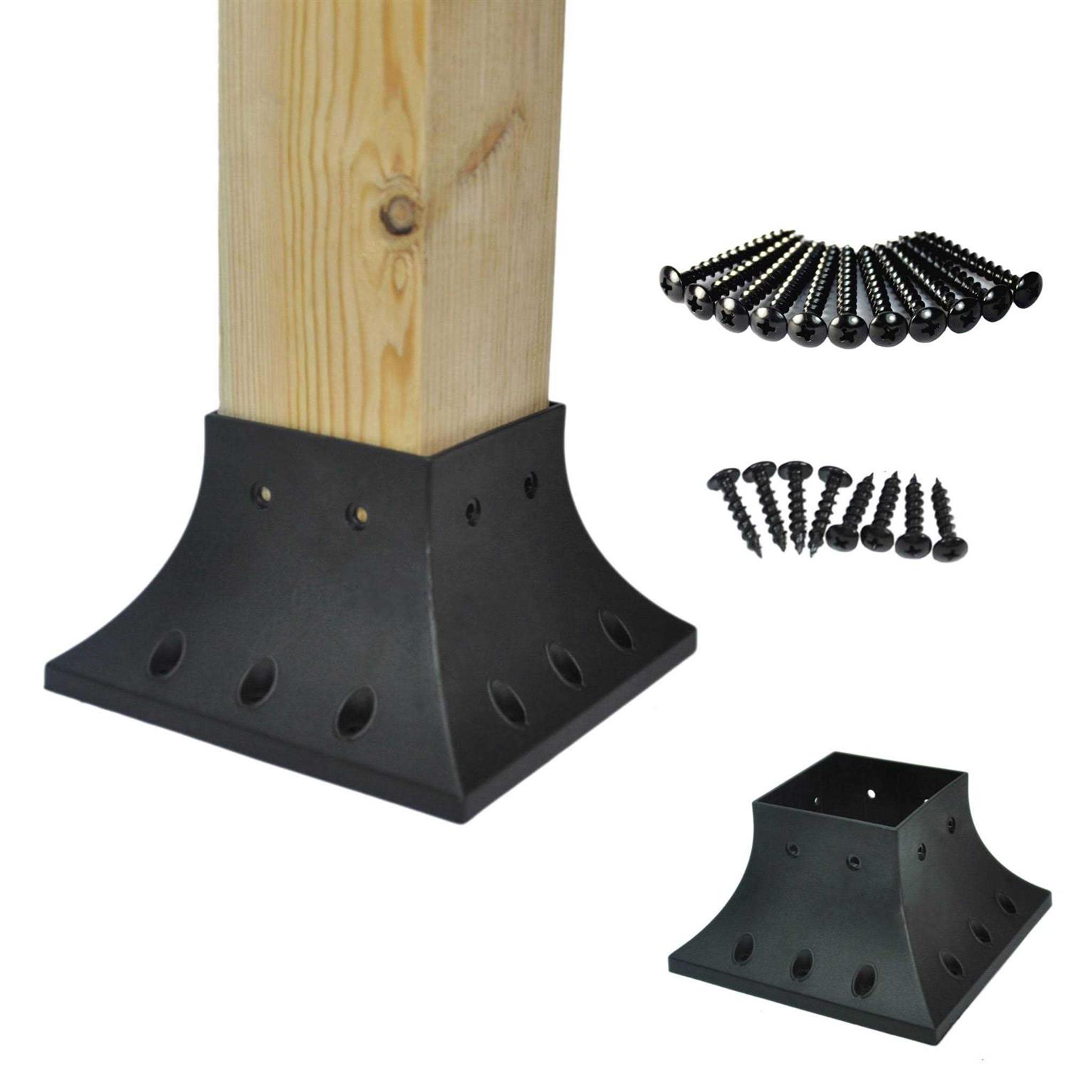 Myard Pnp114040 4×4 Inches Post Base Cover Skirt Flange with Screws for Deck Porch Handrail Railing Support Trim Anchor - Zenithce
