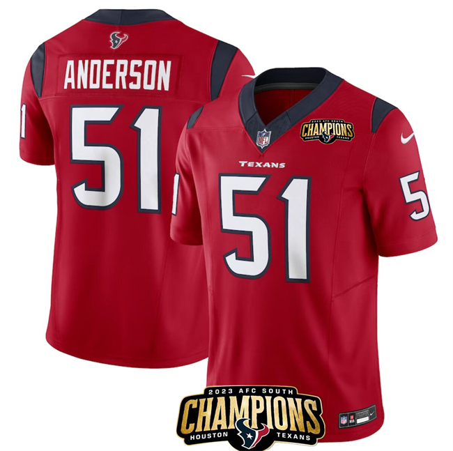 Houston Texans #51 Will Anderson Jr. Red 2023 F.U.S.E. AFC South Champions Patch Vapor Untouchable Limited Stitched Jersey - Zenithce