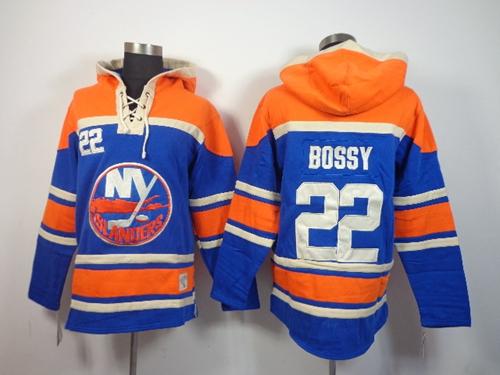 Islanders #22 Mike Bossy Baby Blue Sawyer Hooded Sweatshirt Stitched Jersey - Zenithce