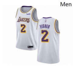 Los Angeles Lakers 2 Derek Fisher Authentic White Jerseys Association Edition - Zenithce