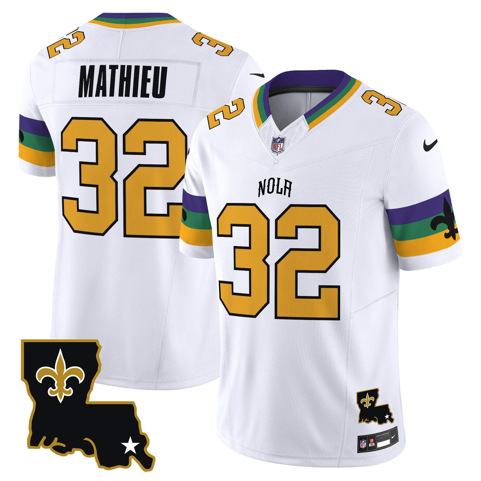 New Orleans Saints #32 Tyrann Mathieu White 2024 F.U.S.E. Vapor Limited Stitched Jersey - Zenithce